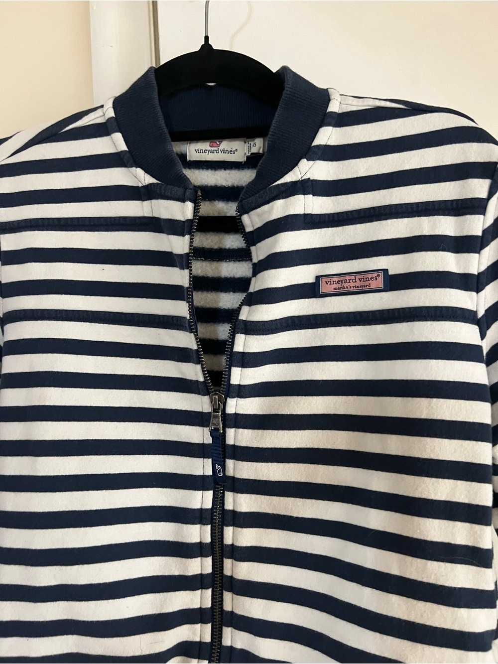 Vineyard Vines Women’s Navy & White Striped Zip crewneck sweatshirt